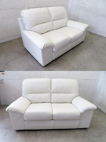 展示品■IDC■ニコレッティ■イタリア製■本革■2人掛けソファ■ホワイト■