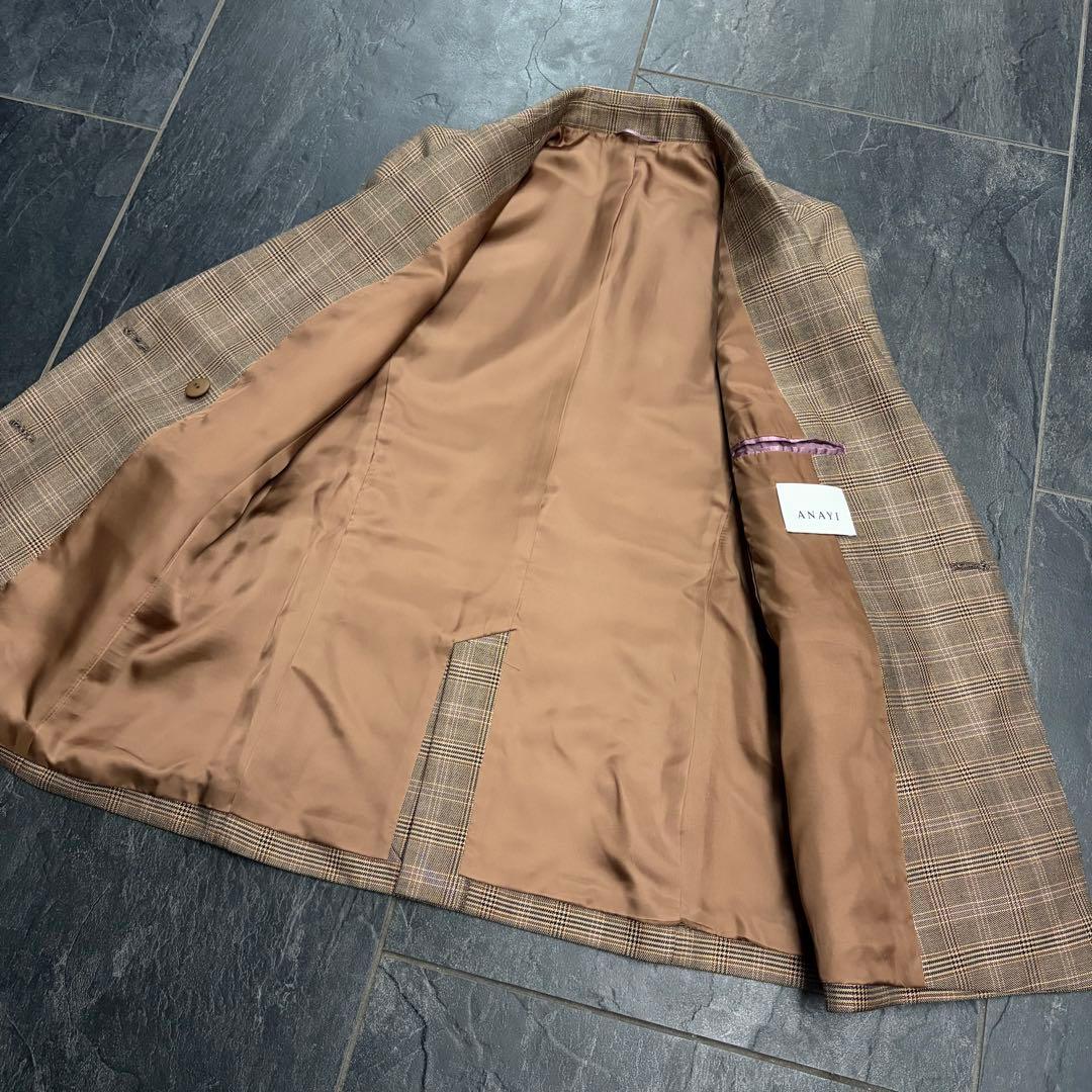 ANAYI アナイ　グレンオーバーチェック ダブル　ジャケット　テーラード