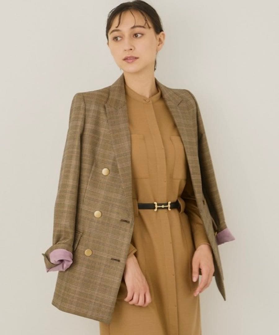 ANAYI アナイ　グレンオーバーチェック ダブル　ジャケット　テーラード