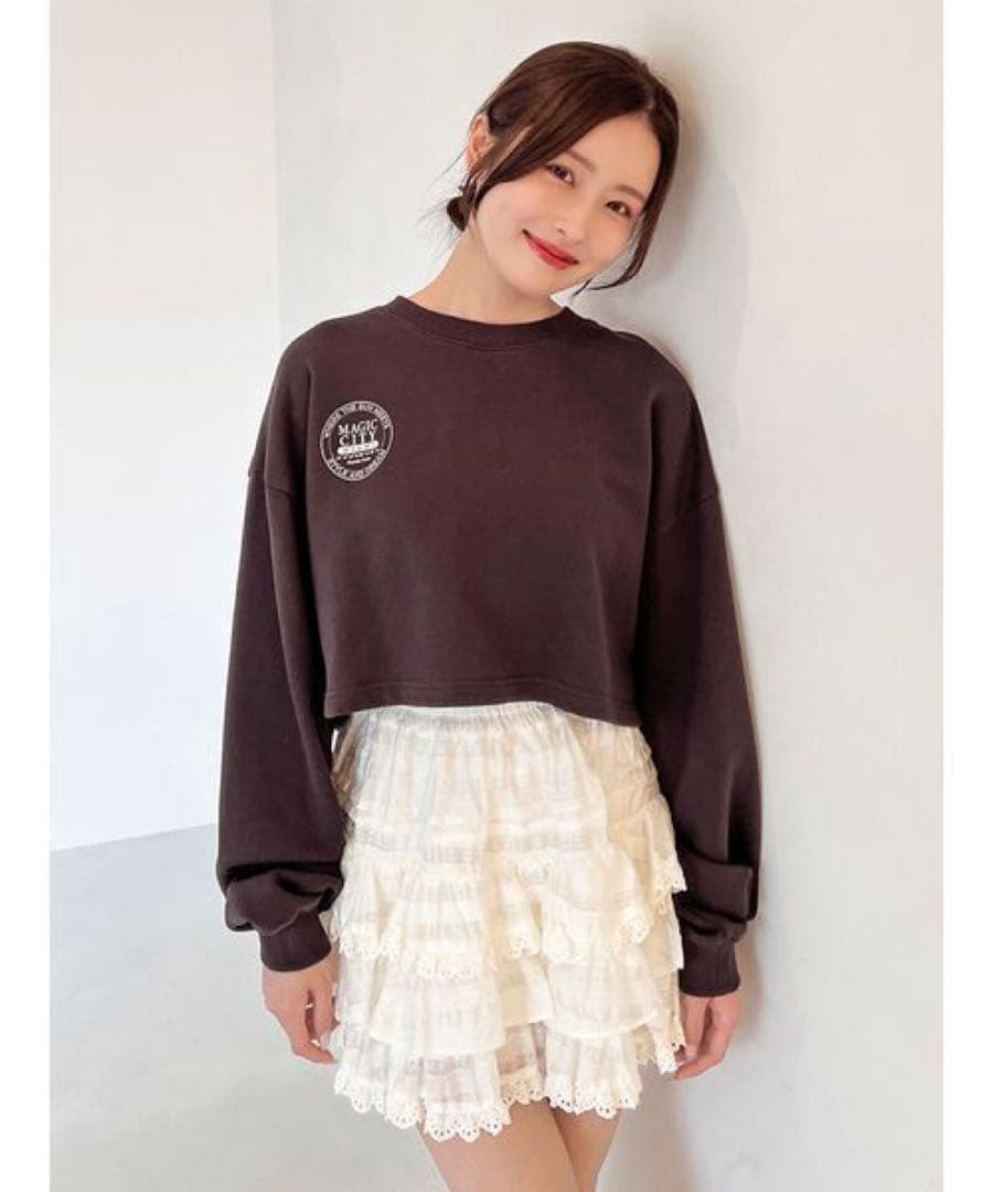 SNIDEL スナイデル　ラッフルティアードスカショーパン　アイボリー