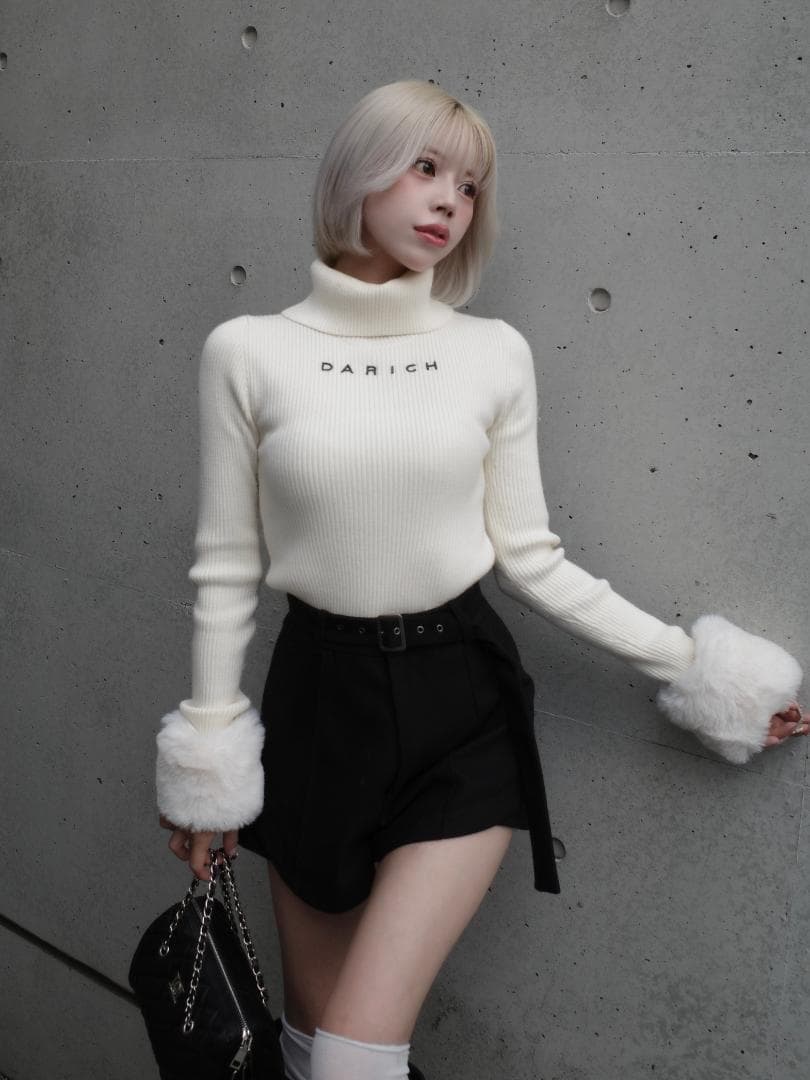 M 完売 新品 Darich サイドスリットハイウエストショートパンツ ブラック