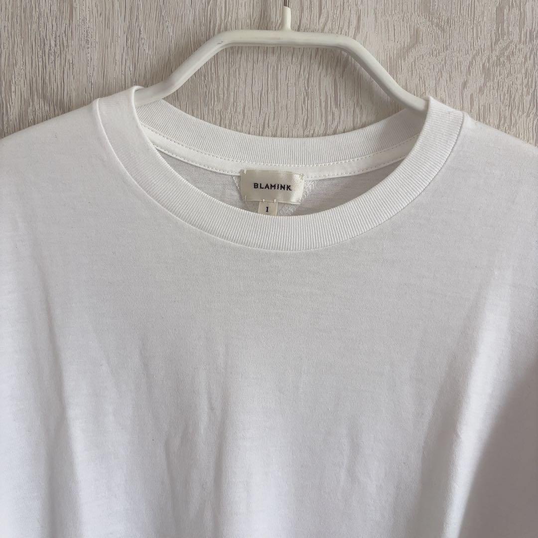 【未使用】ブラミンク　コットンクルーネックエンブレムTシャツ　白