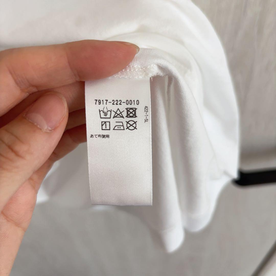 【未使用】ブラミンク　コットンクルーネックエンブレムTシャツ　白