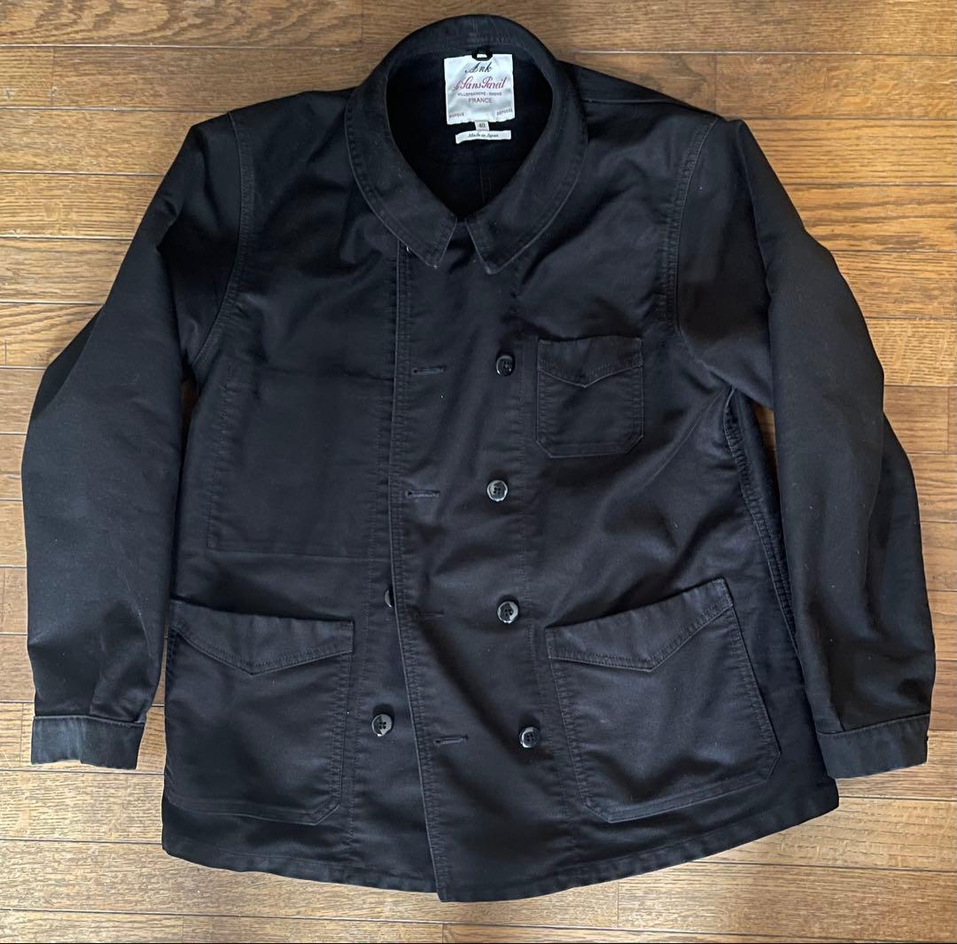 ルサンパレイユ　ダブルブレスト　ブラックモールスキンカバーオール サイズ40