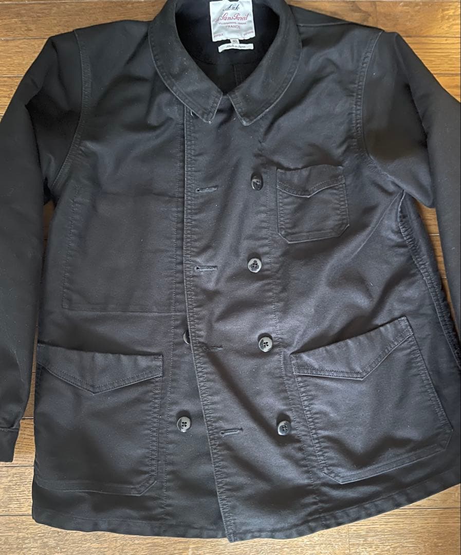 ルサンパレイユ　ダブルブレスト　ブラックモールスキンカバーオール サイズ40