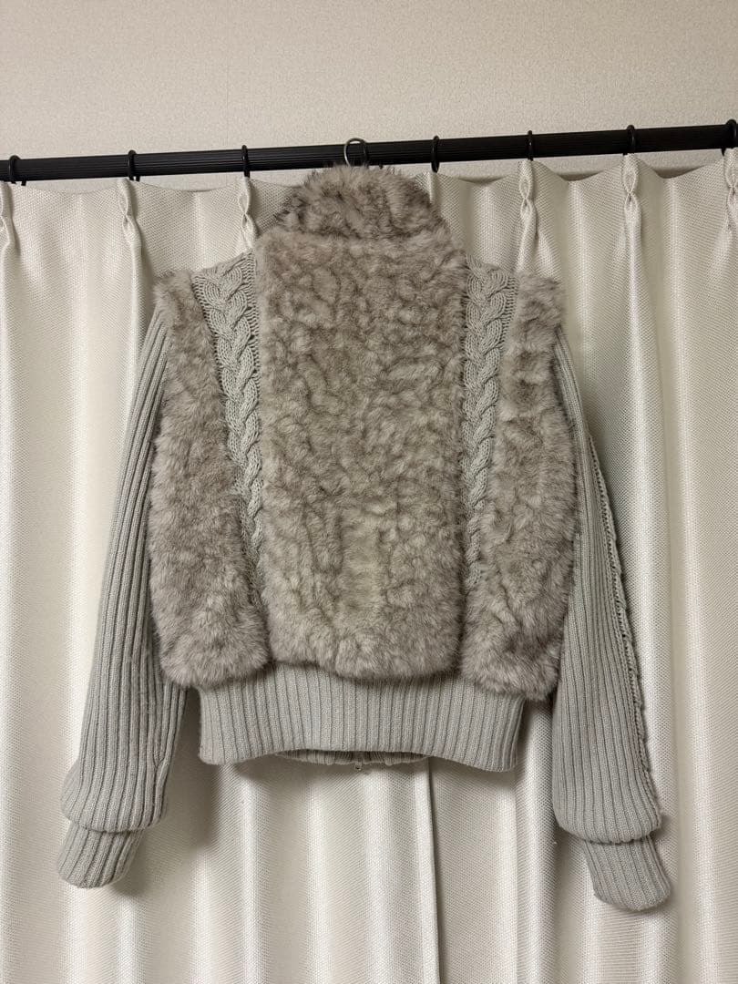 3日以内発送　LAGUAGEM CABLE KNIT FAUX FUR
