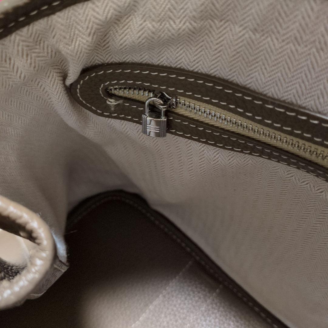 シボ革 レザー バッグ 大 ポーチ付き