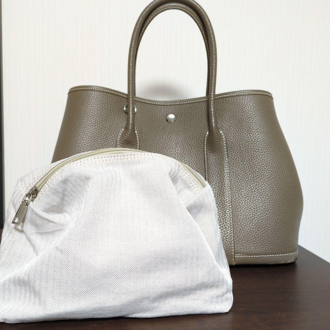 シボ革 レザー バッグ 大 ポーチ付き