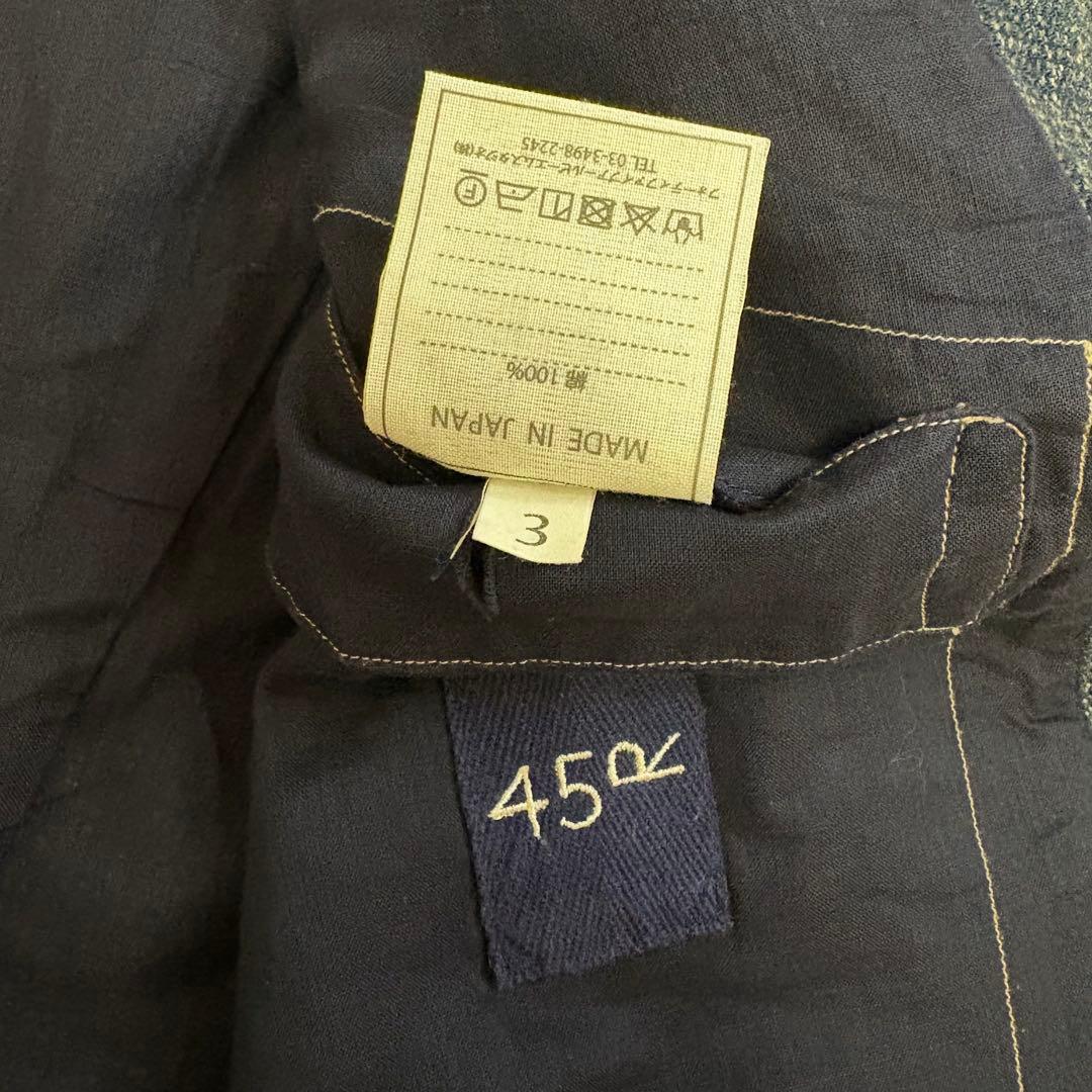 美品 45r コットンツイードのジャケット インディゴ