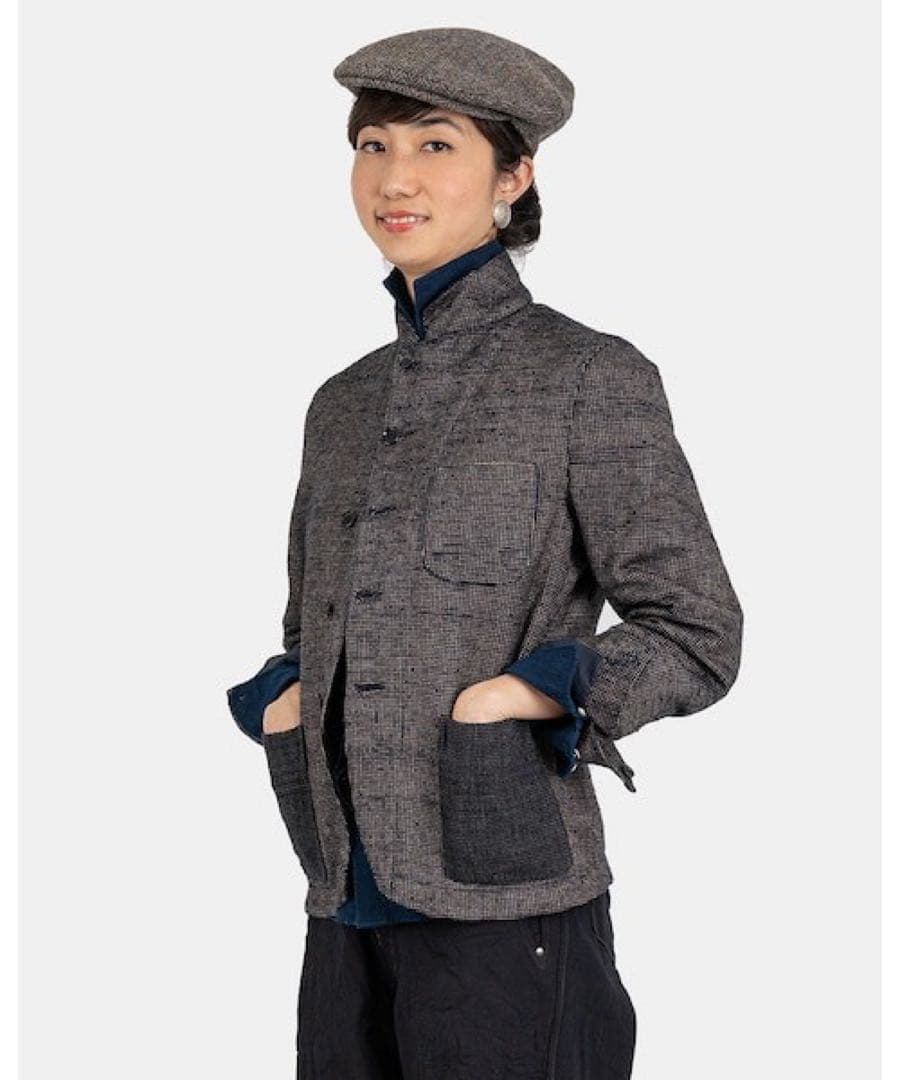 美品 45r コットンツイードのジャケット インディゴ