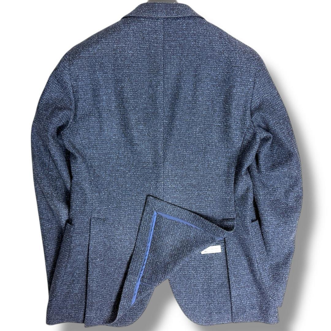 J6383 超美品 タリアトーレ シルクリネンツイードジャケット ネイビー 50