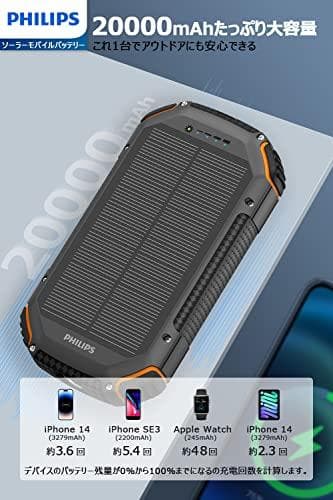 Philips(フィリップス)【ソーラー 20000mAh】ソーラー充電器 ソp
