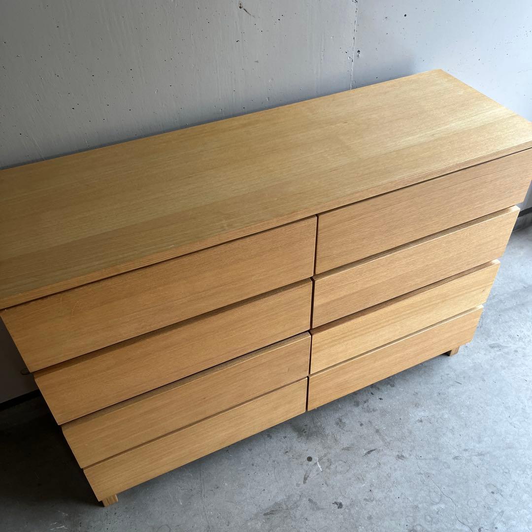 美品・廃盤希少★無印 木製チェスト４段・幅１２０ｃｍ・タモ材・ナチュラル
