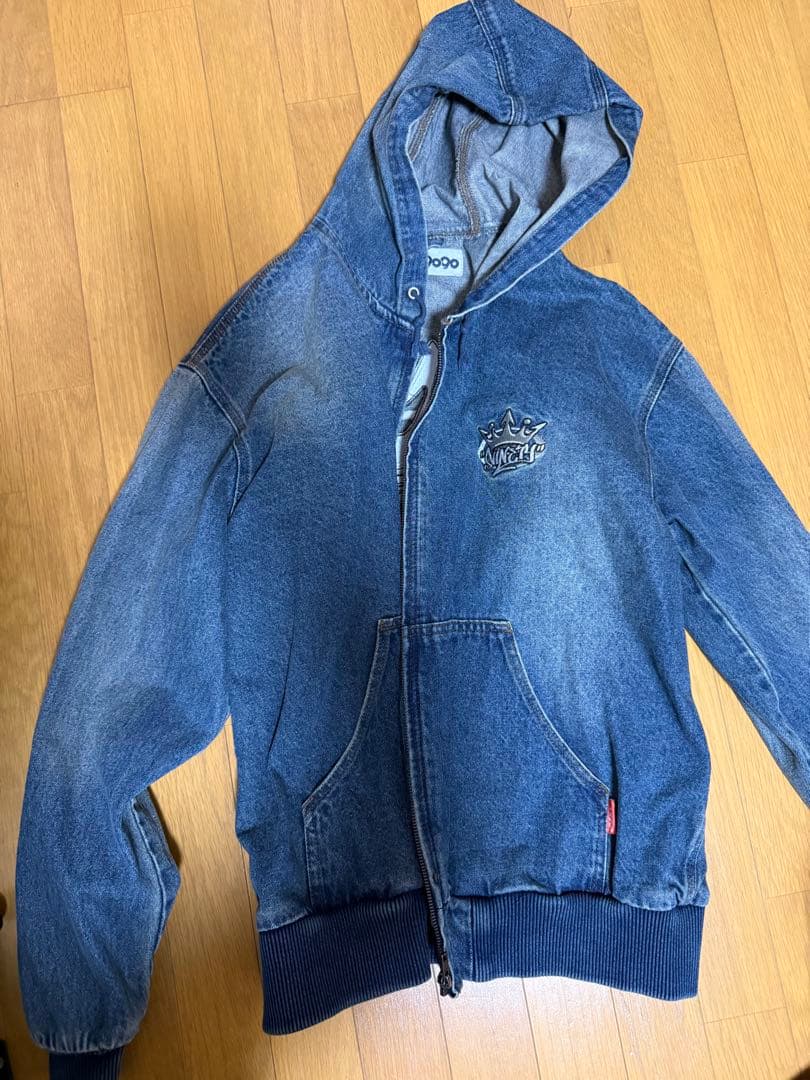 フード付きデニムジャケット インディゴブルー セットアップ