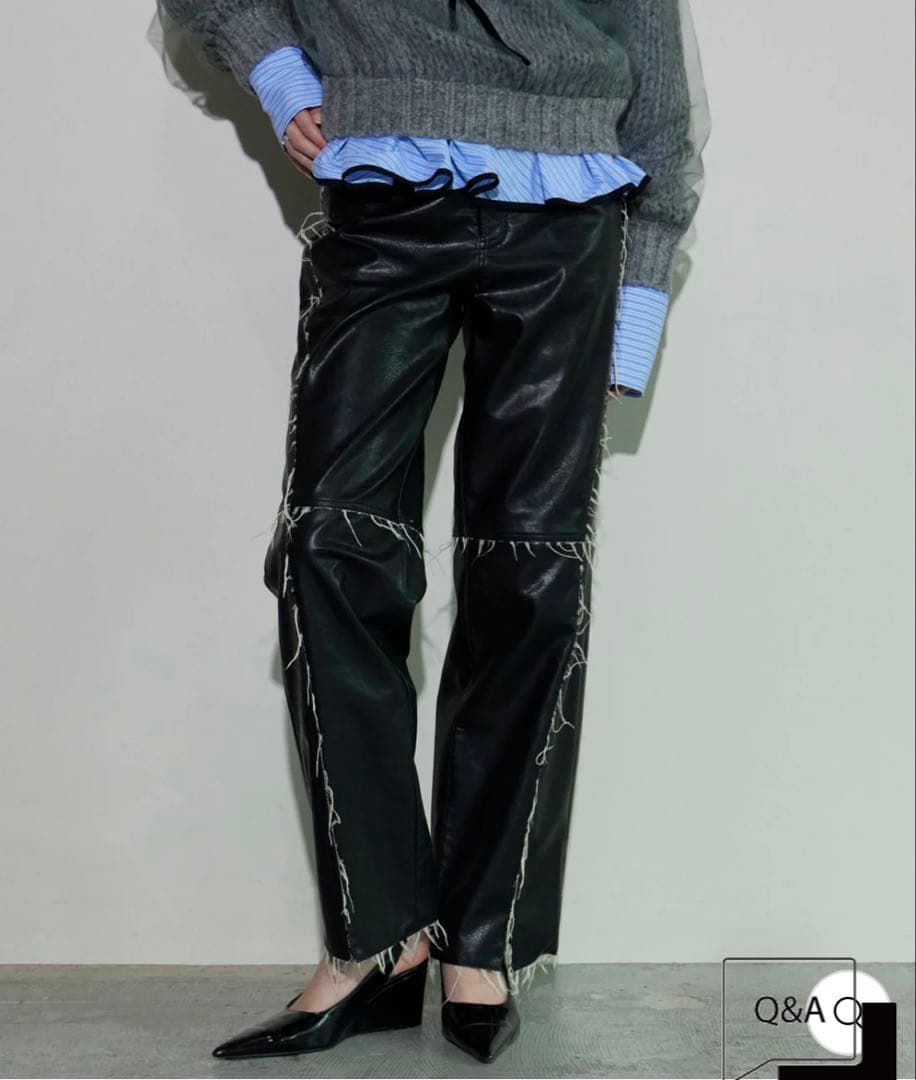 メゾンスペシャル　Vegan Leather Cut Off Pants