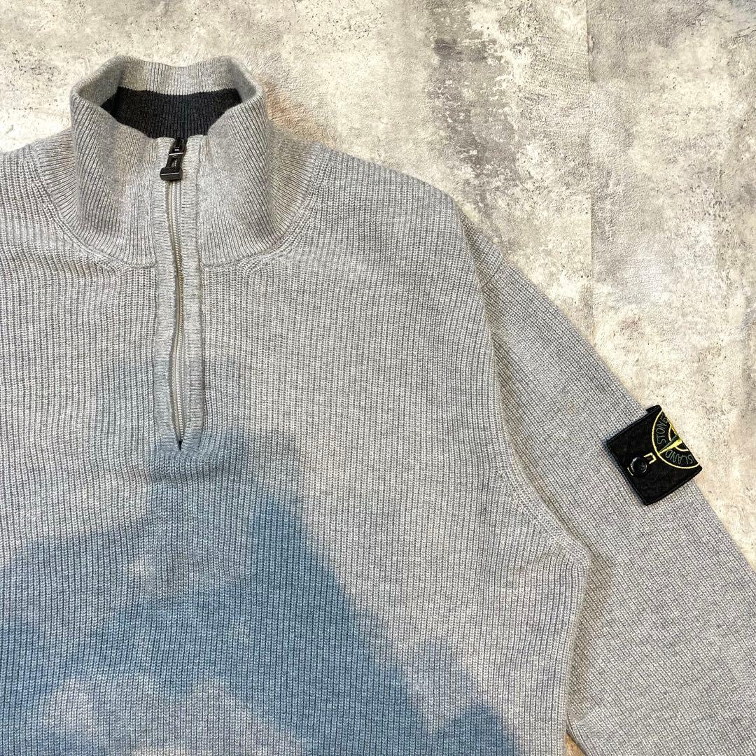 STONE ストーンアイランド グレーハーフジップ ニット セーター