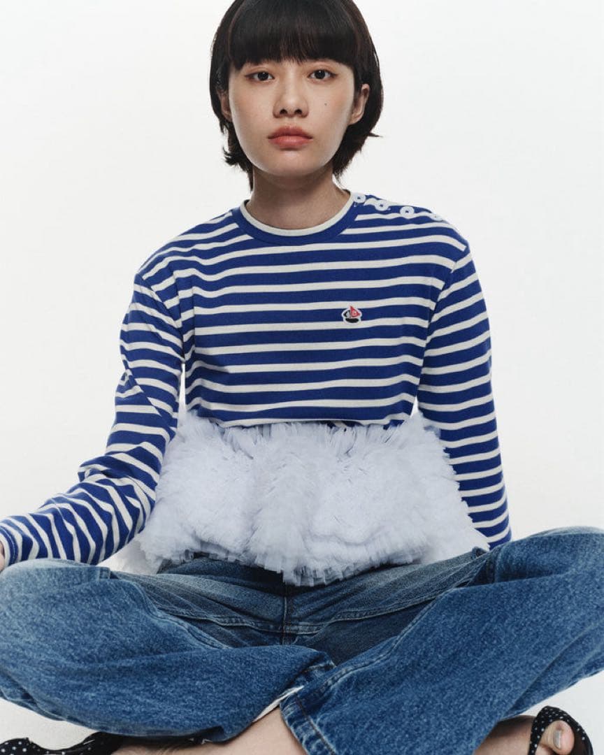 新品 正規品 Bibiy FRANCINE TULLE TOP BLUE
