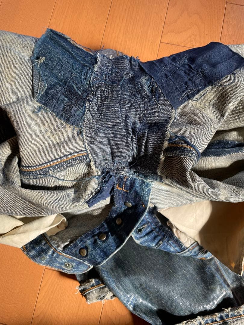 希少　エディ期初期dior homme ラスターコーティングデニム　爪痕