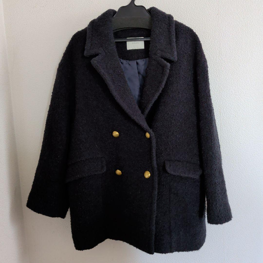 お値下げ　エストラータ エアリーループミドル コート ネイビー