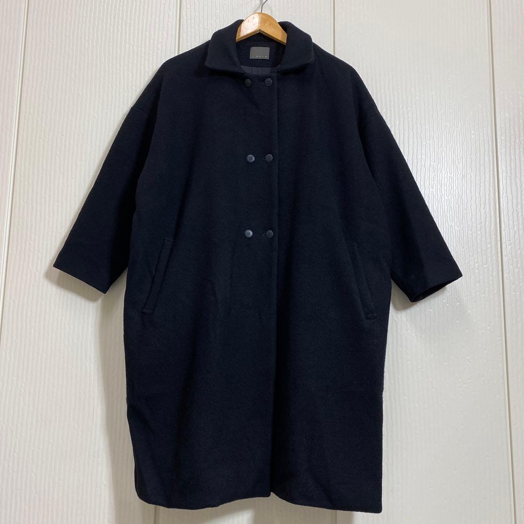 オローネ 6つボタンのバルーンコート ウール メルトン