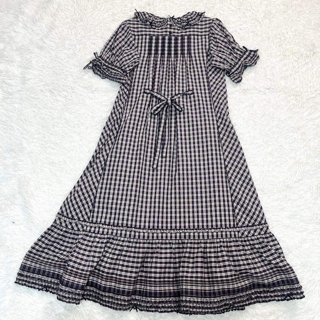 新品タグ付き✨ 2022 ピンクハウス　チェック　フリル　ローン　ワンピース
