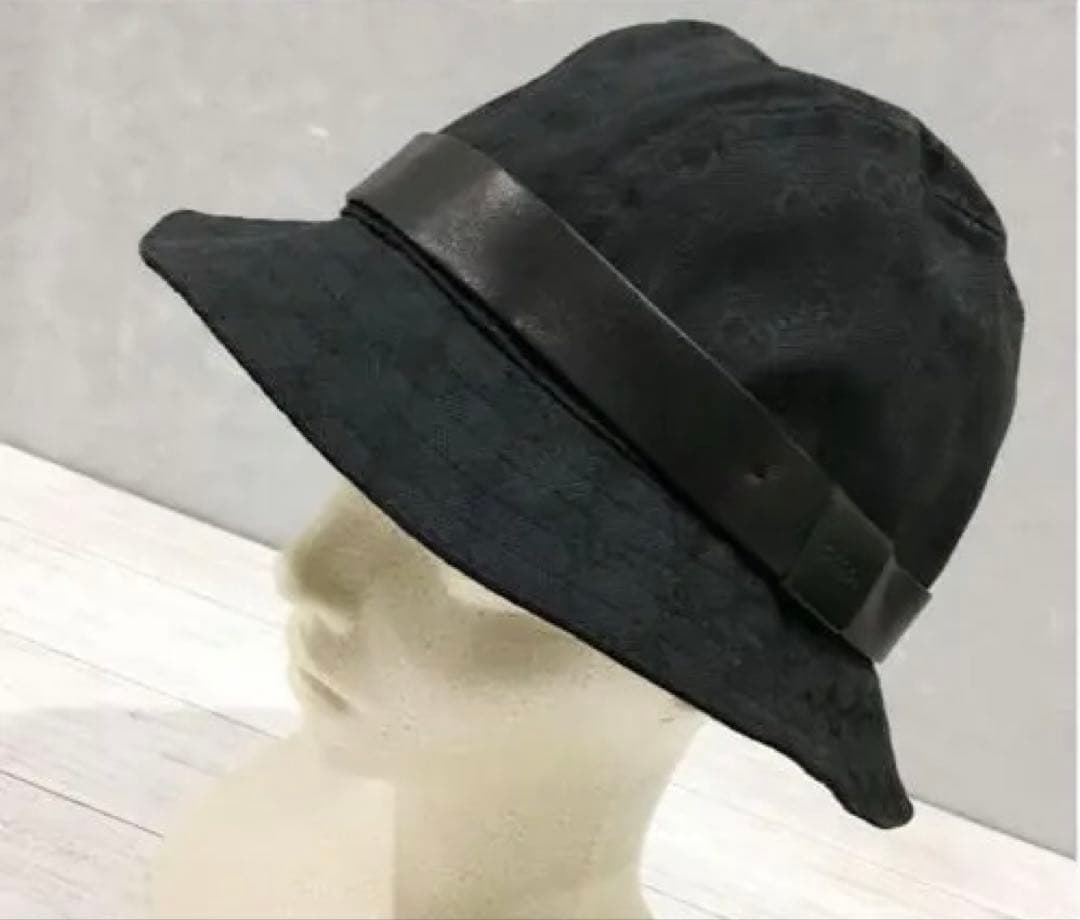 GUCCI グッチ GG柄 バケット ハット 帽子 ブラック M イタリア製
