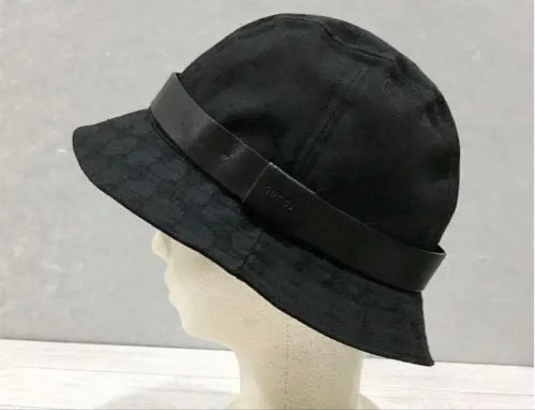 GUCCI グッチ GG柄 バケット ハット 帽子 ブラック M イタリア製