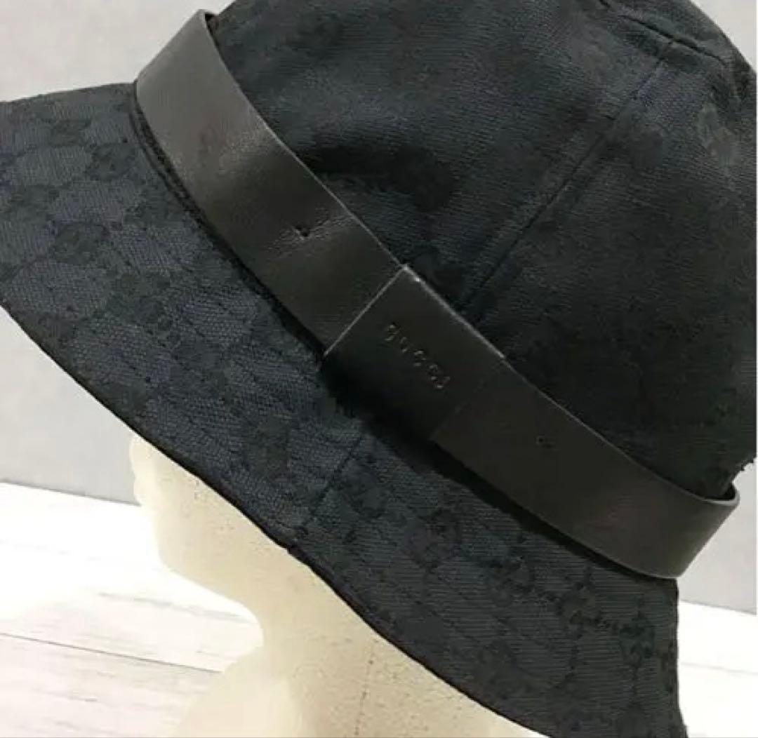 GUCCI グッチ GG柄 バケット ハット 帽子 ブラック M イタリア製