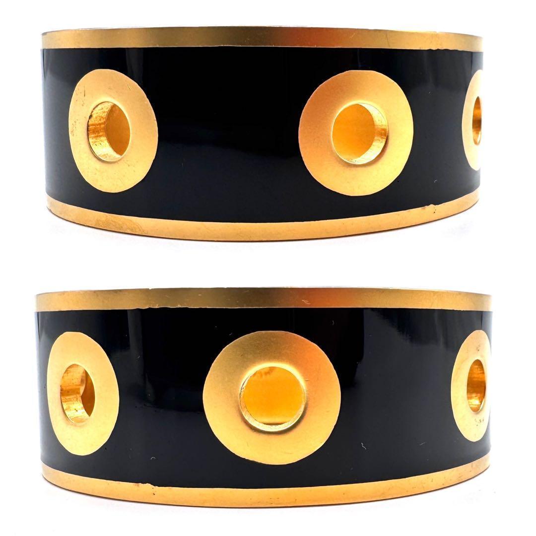 美品✨　セリーヌ　バングル　正規品　ゴールド　ブレスレット　イタリア製　黒　LF