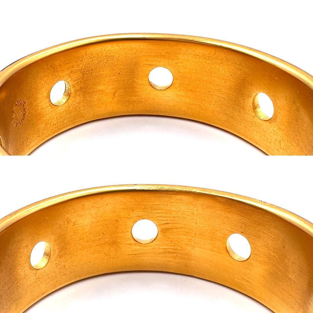 美品✨　セリーヌ　バングル　正規品　ゴールド　ブレスレット　イタリア製　黒　LF