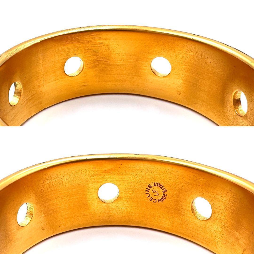 美品✨　セリーヌ　バングル　正規品　ゴールド　ブレスレット　イタリア製　黒　LF