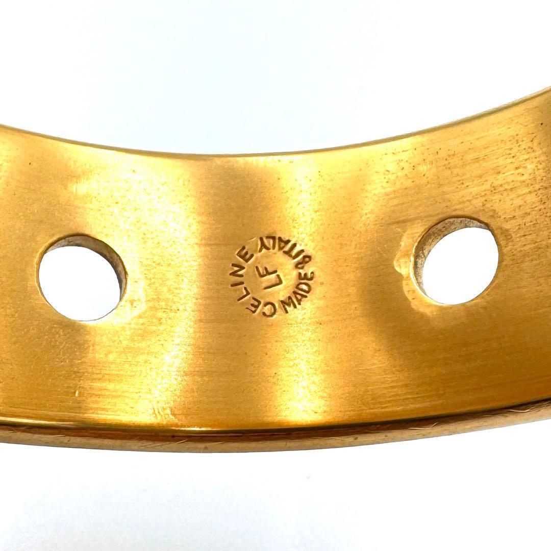 美品✨　セリーヌ　バングル　正規品　ゴールド　ブレスレット　イタリア製　黒　LF