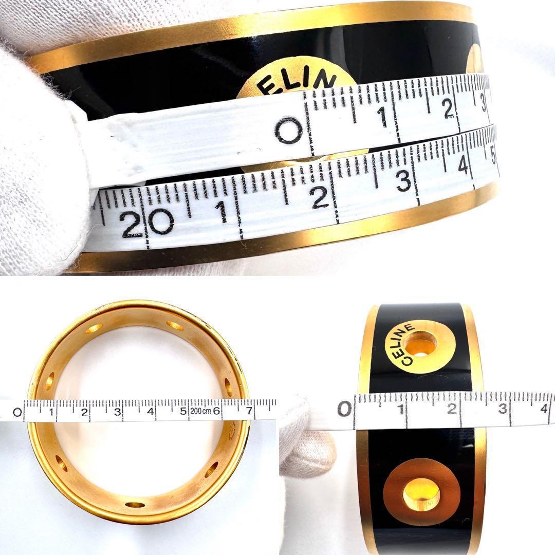 美品✨　セリーヌ　バングル　正規品　ゴールド　ブレスレット　イタリア製　黒　LF