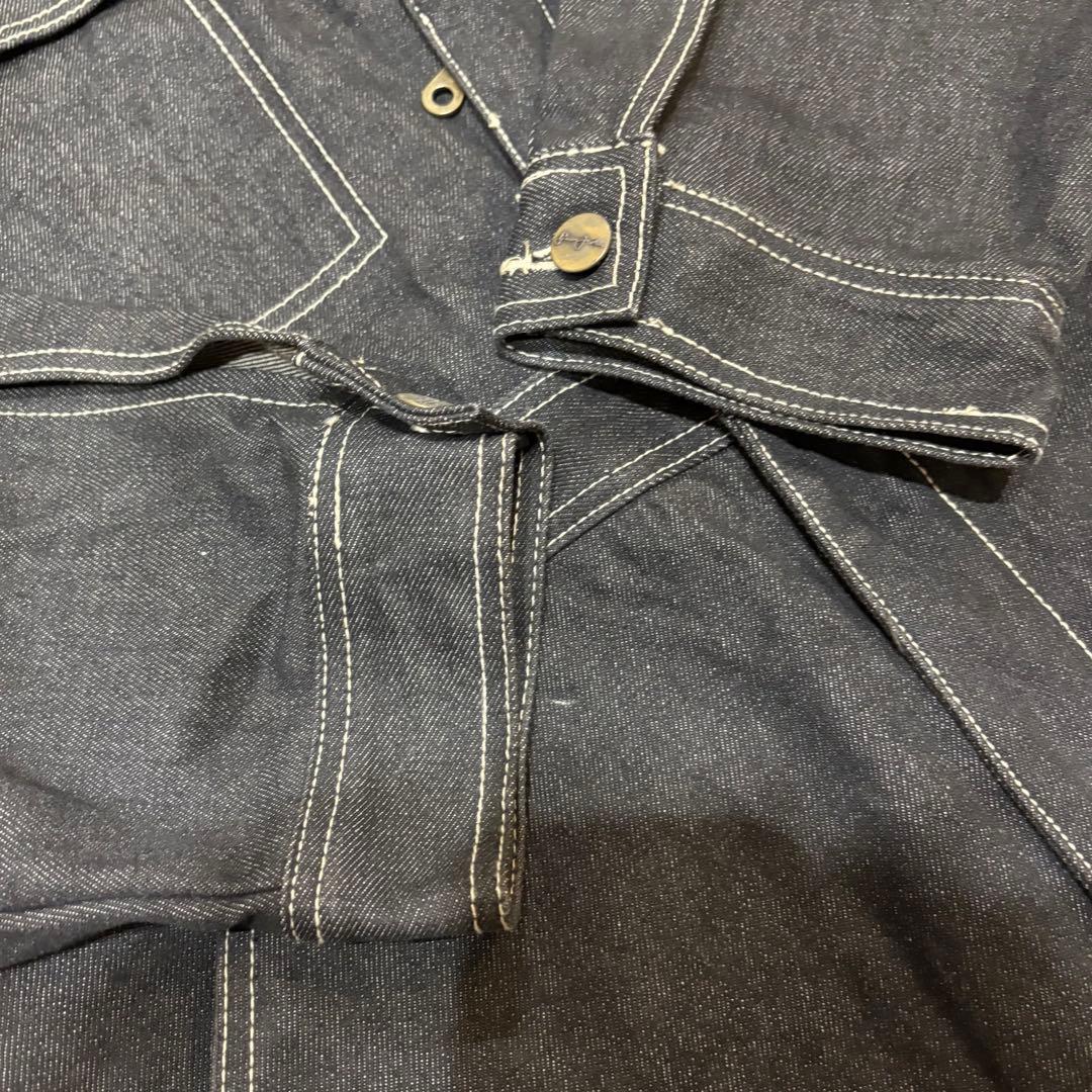 希少 極美品 SEAN JOHN オーバーオール M 黒デニムツナギ刺繍 当時物