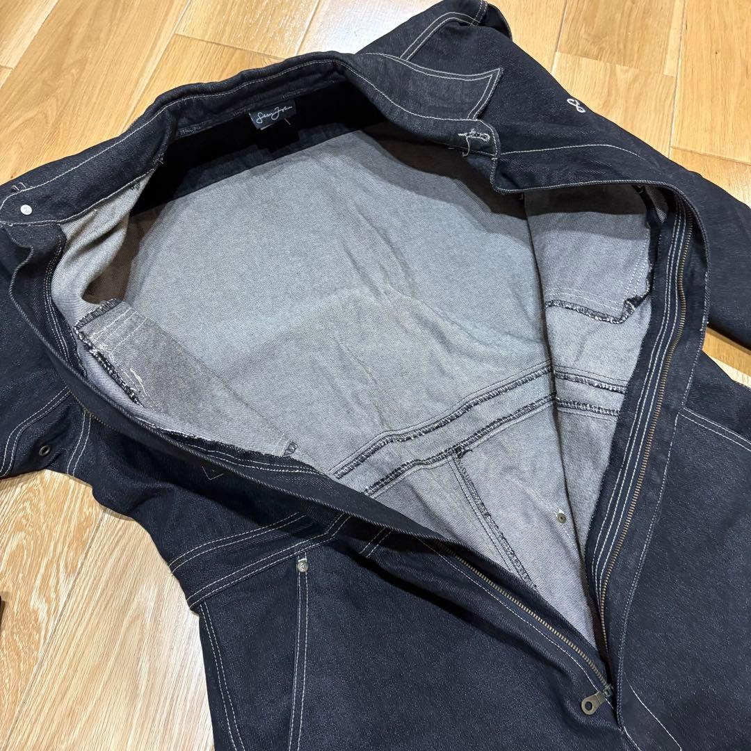 希少 極美品 SEAN JOHN オーバーオール M 黒デニムツナギ刺繍 当時物