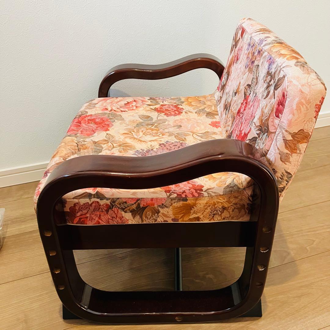 【極美品】アンティーク思いやり座椅子　２脚　花柄　エンジェル様