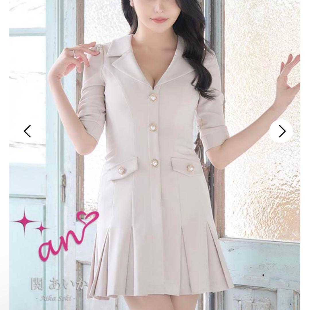 an 襟付き パール ジャケット Aライン ミニドレス キャバ andy
