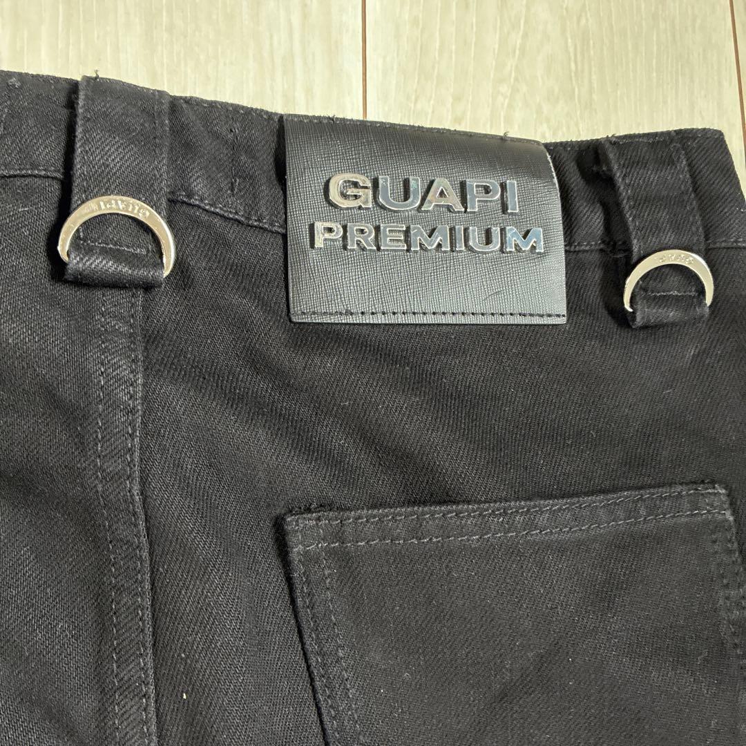 GUAPI リング付き プレミアムカーゴデニム ブラック28インチ