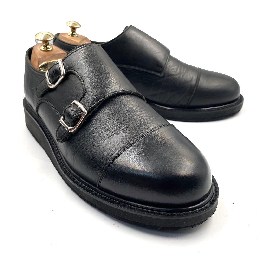 《超美品》ヤマチョウメイド 三陽山長 ダブルモンク 本革 レザー ブラック 8