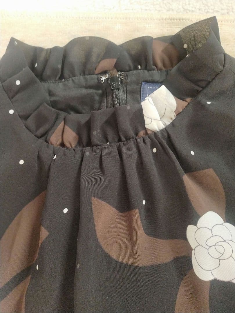 エムズグレイシー シフォンロングワンピース カメリア ドット柄 ベルト付き