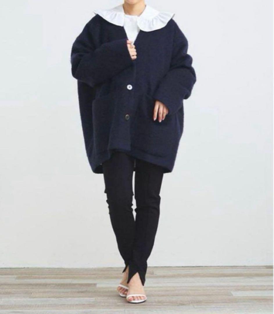 【大人気商品】yoriウール モヘア シャ ギージャケット カーディガン F 黒