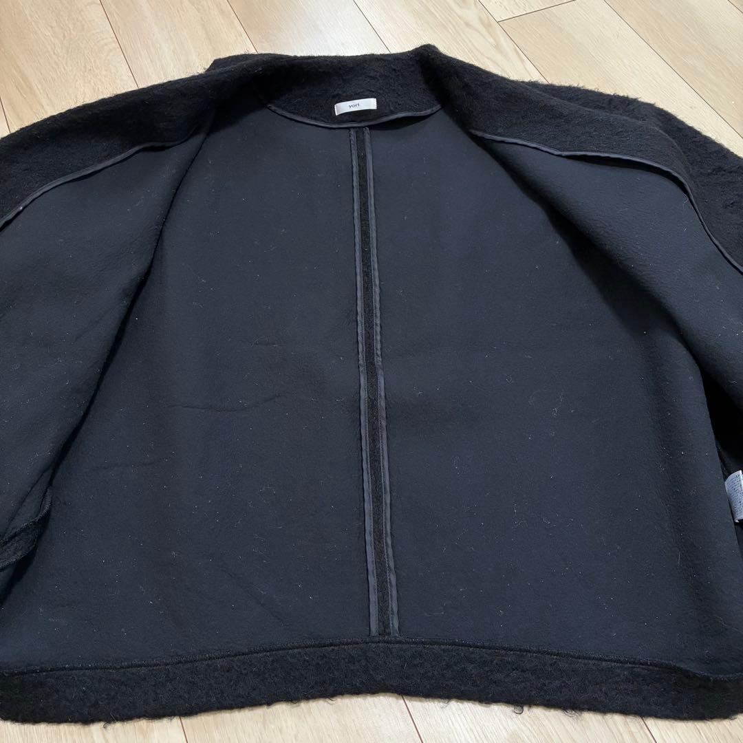 【大人気商品】yoriウール モヘア シャ ギージャケット カーディガン F 黒