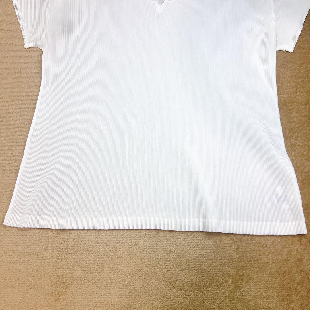 美品✨プリーツプリーズ 半袖カットソー ポロシャツ 白 サイズ03