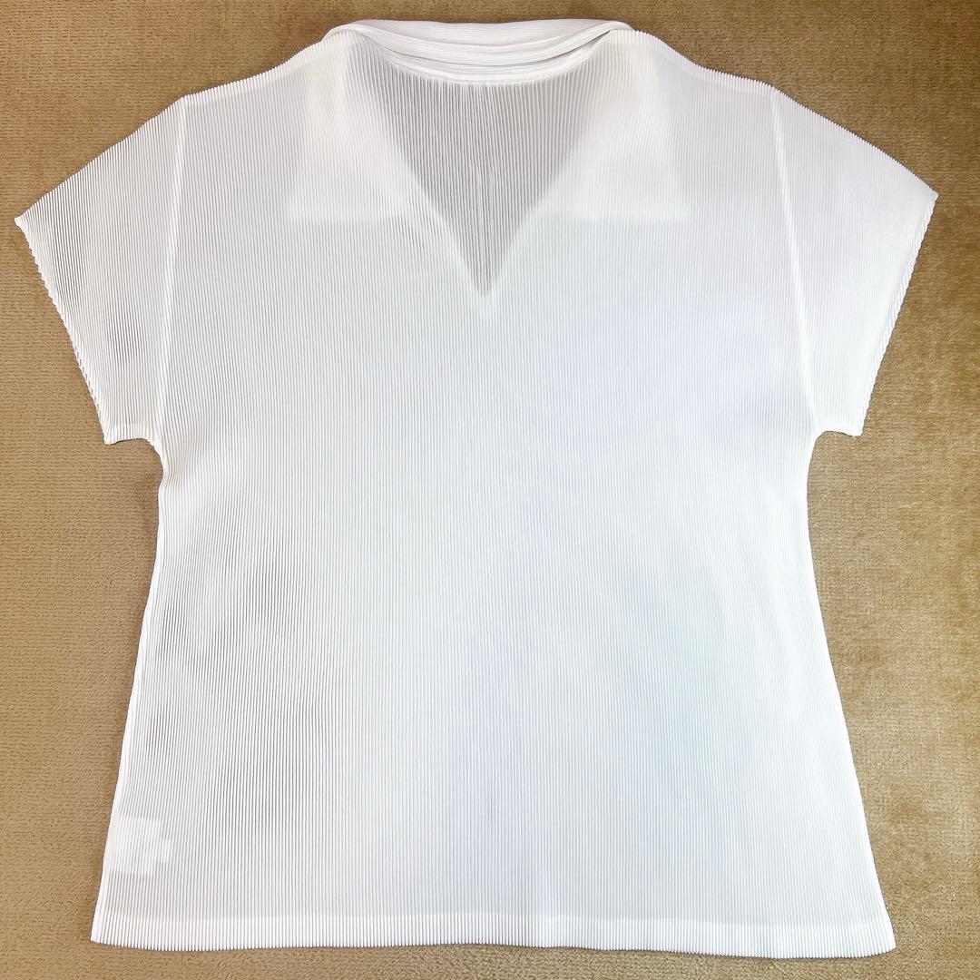 美品✨プリーツプリーズ 半袖カットソー ポロシャツ 白 サイズ03