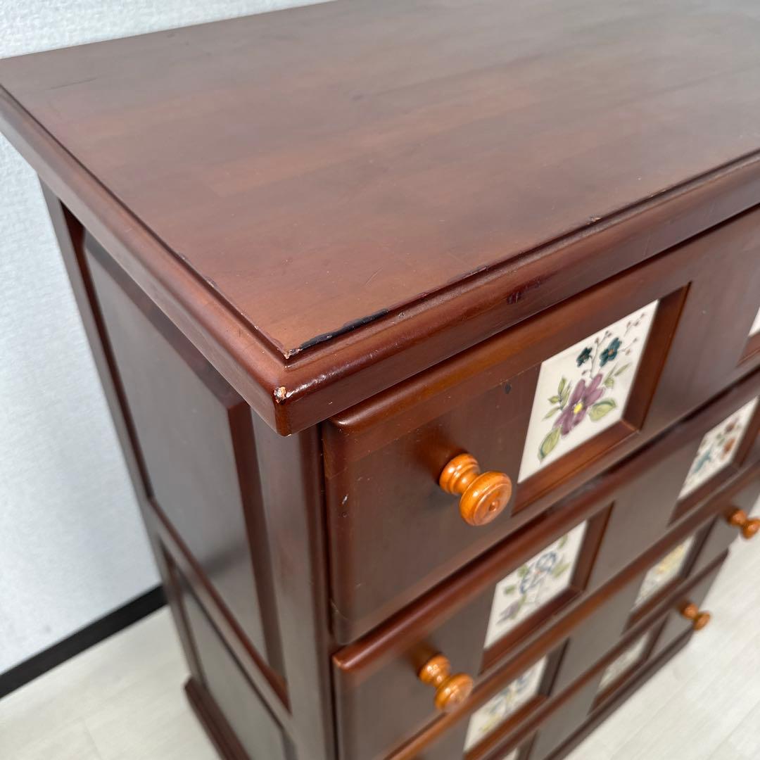 スペイン バレンシアタイル チェスト 木製 4段 タンス カントリー ※i4※