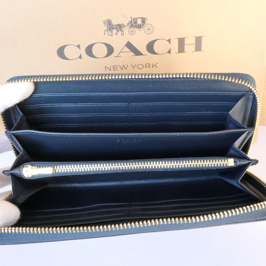 2点　 コーチ長財布 シグネチャー ロング ジップ C4452 デニムマルチ