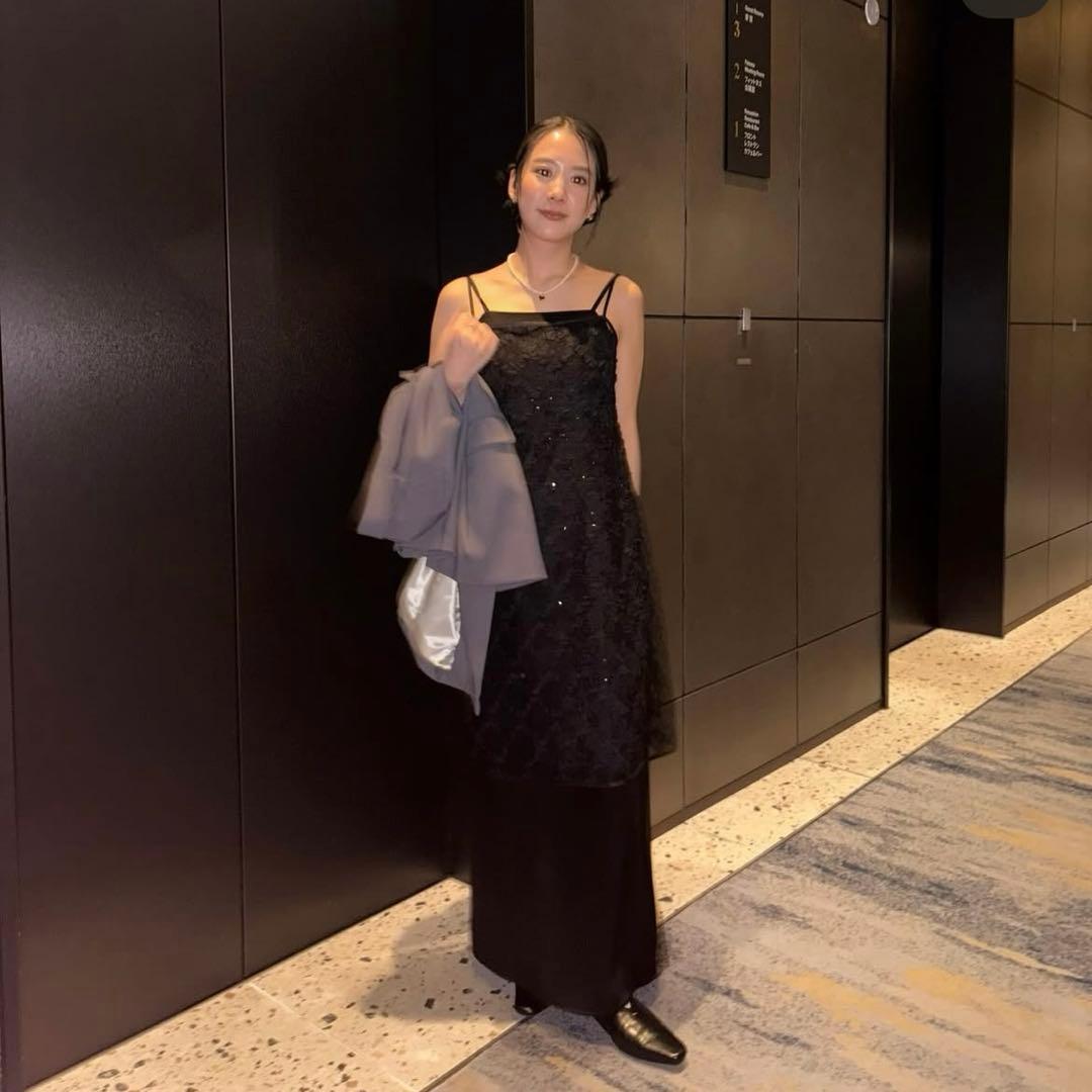 【ANDRESD】satin minimal dress ブラック　L