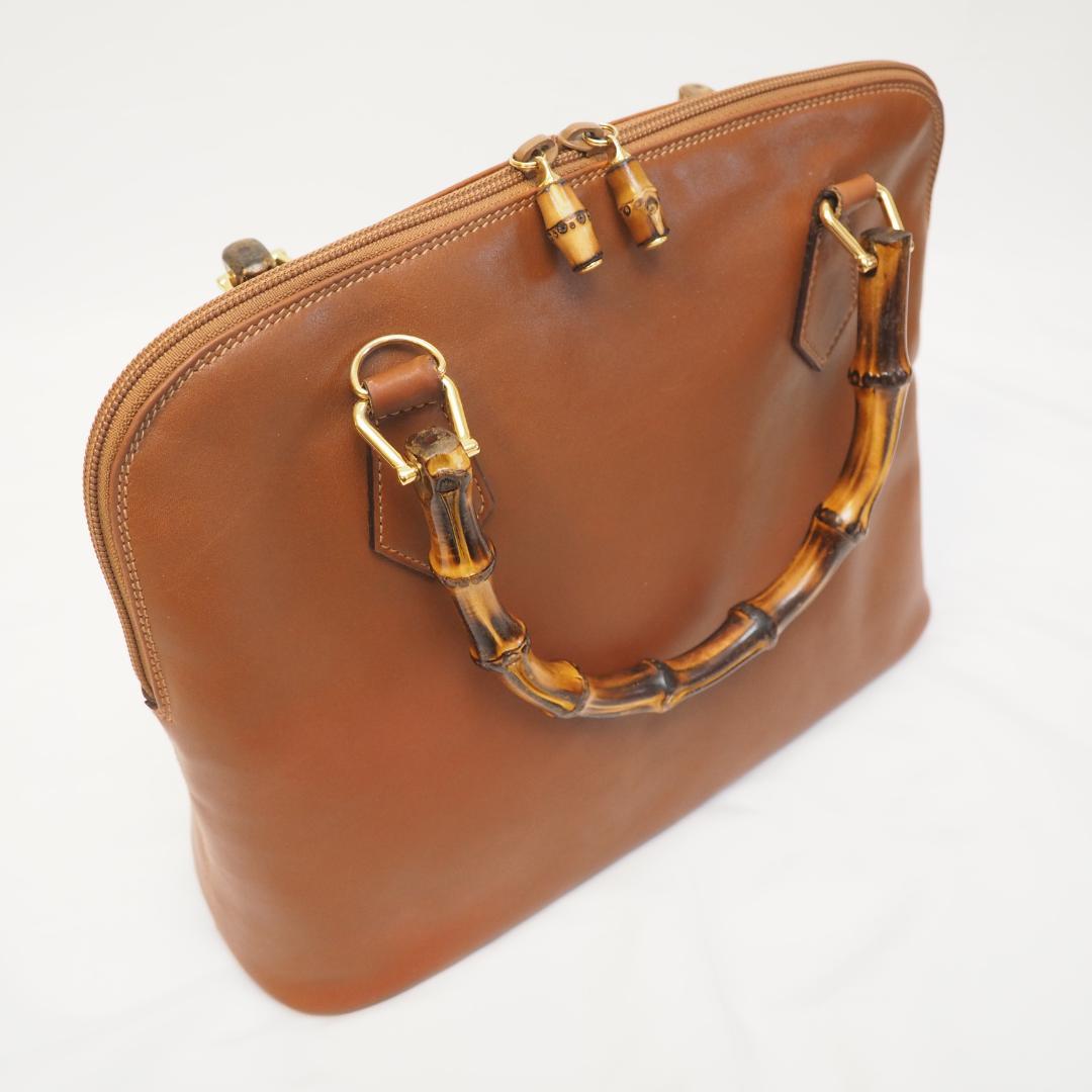 グッチ ヴィンテージ バンブー 2Way バッグ ブラウン