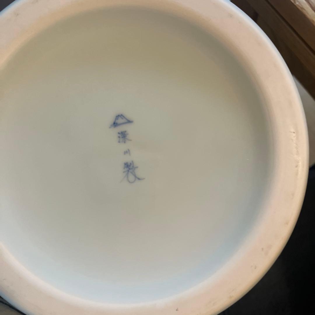 美品　深川製磁　宮内庁御用達　官窯染付　鳥絵　　花瓶1個　高さ約32センチ