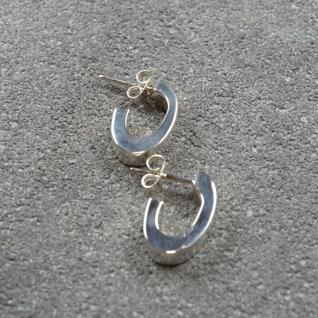 メキシコ タスコ製 TAXCO シルバー925 オーバルフープピアス/軽研磨仕上